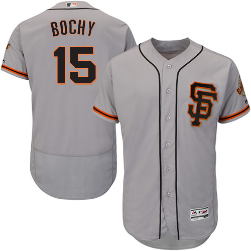 Giants #15 Bruce Bochy Grey Flexbase Authentic Collection Road 2 Stitched MLB Jersey - Click Image to Close